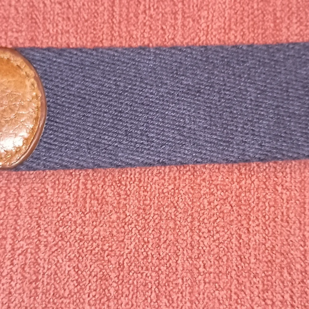 Donald Ross Navy Red Plaid men's Cotton Leather Belt 36